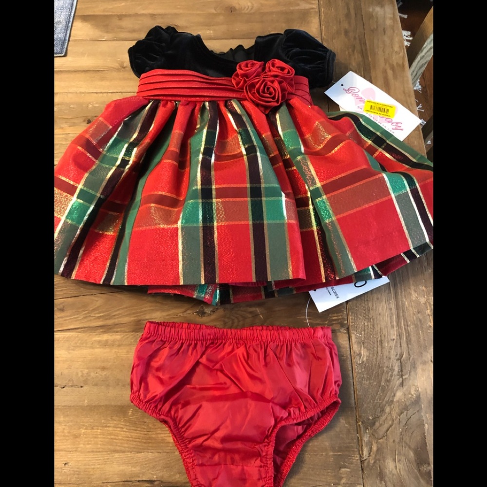 Baby girl taffeta plaid Holiday Dress